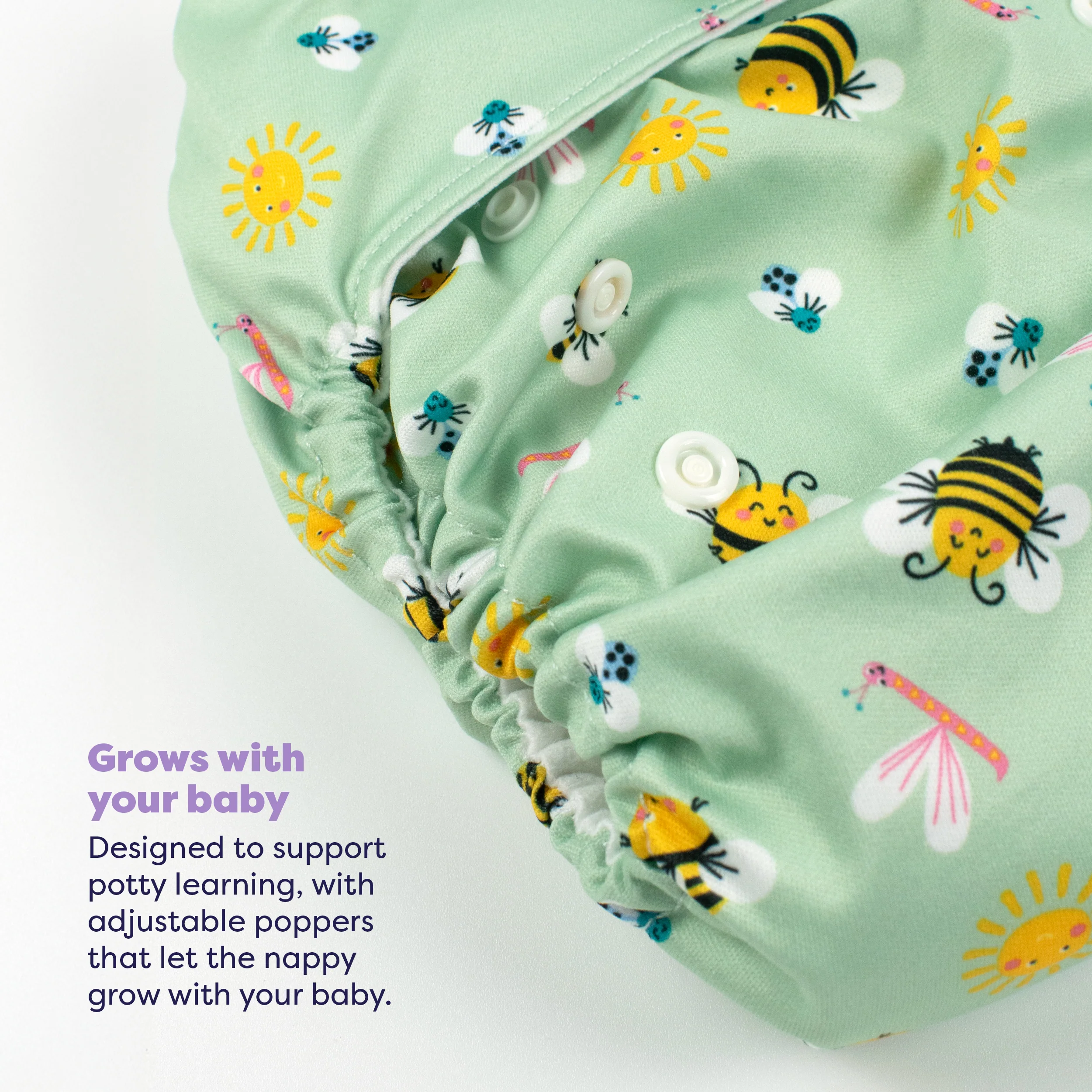 20 Pack Miosolo All-in-One Reusable Nappy in Bugs Life & Animals - Image 3