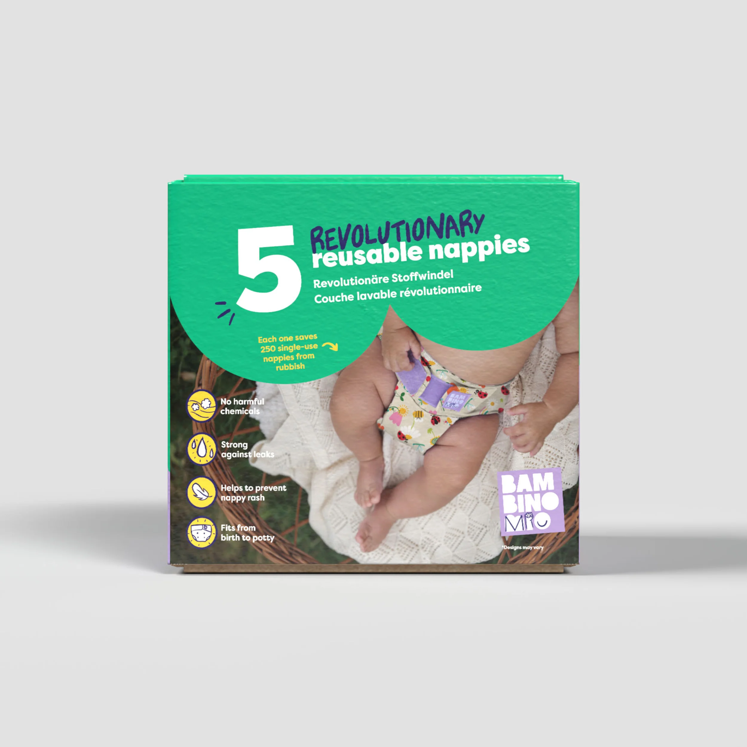 Revolutionary Reusable Nappy Bundle 5 Pack in Garden Party - Image 7