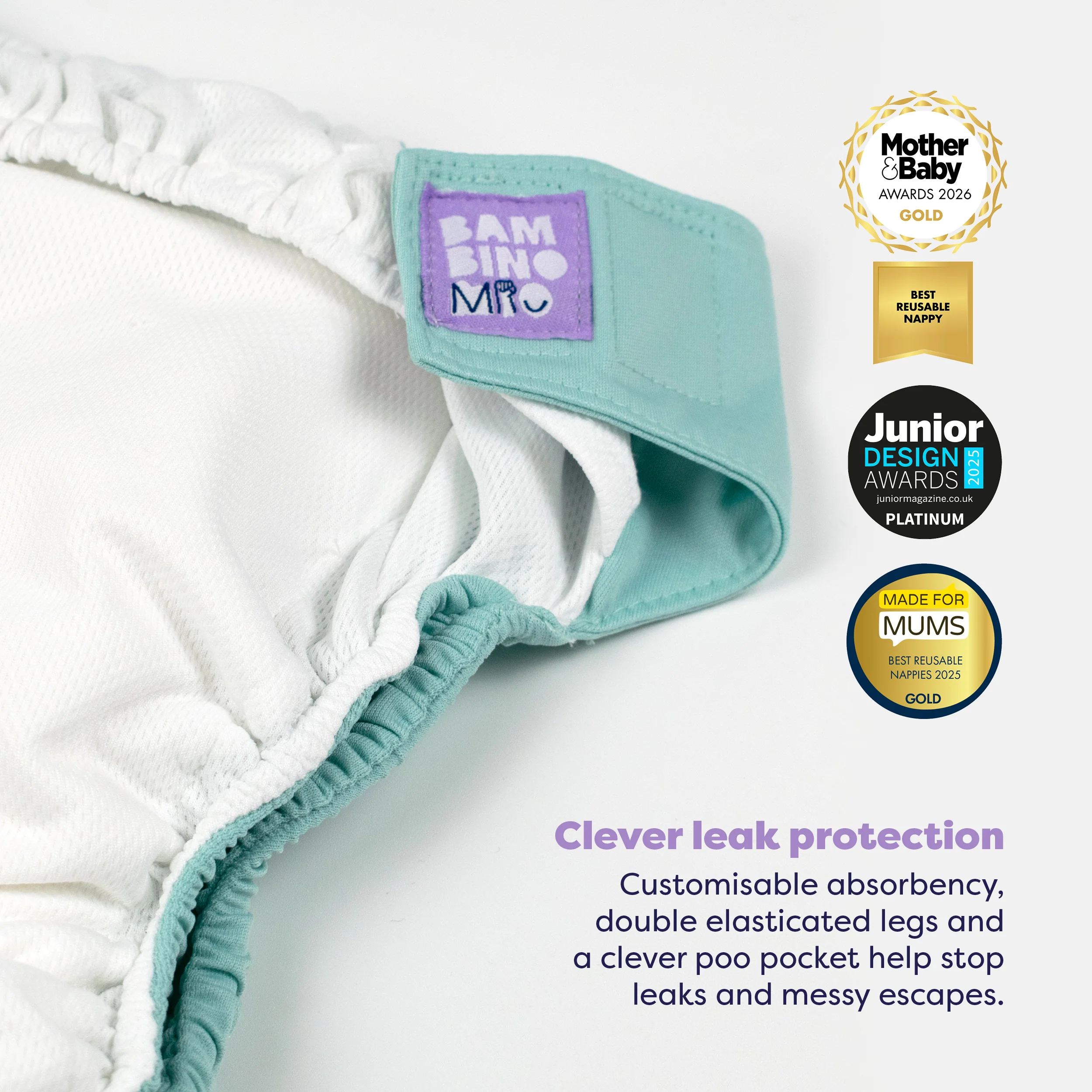 Revolutionary Reusable Nappy in Aqua - Image 3